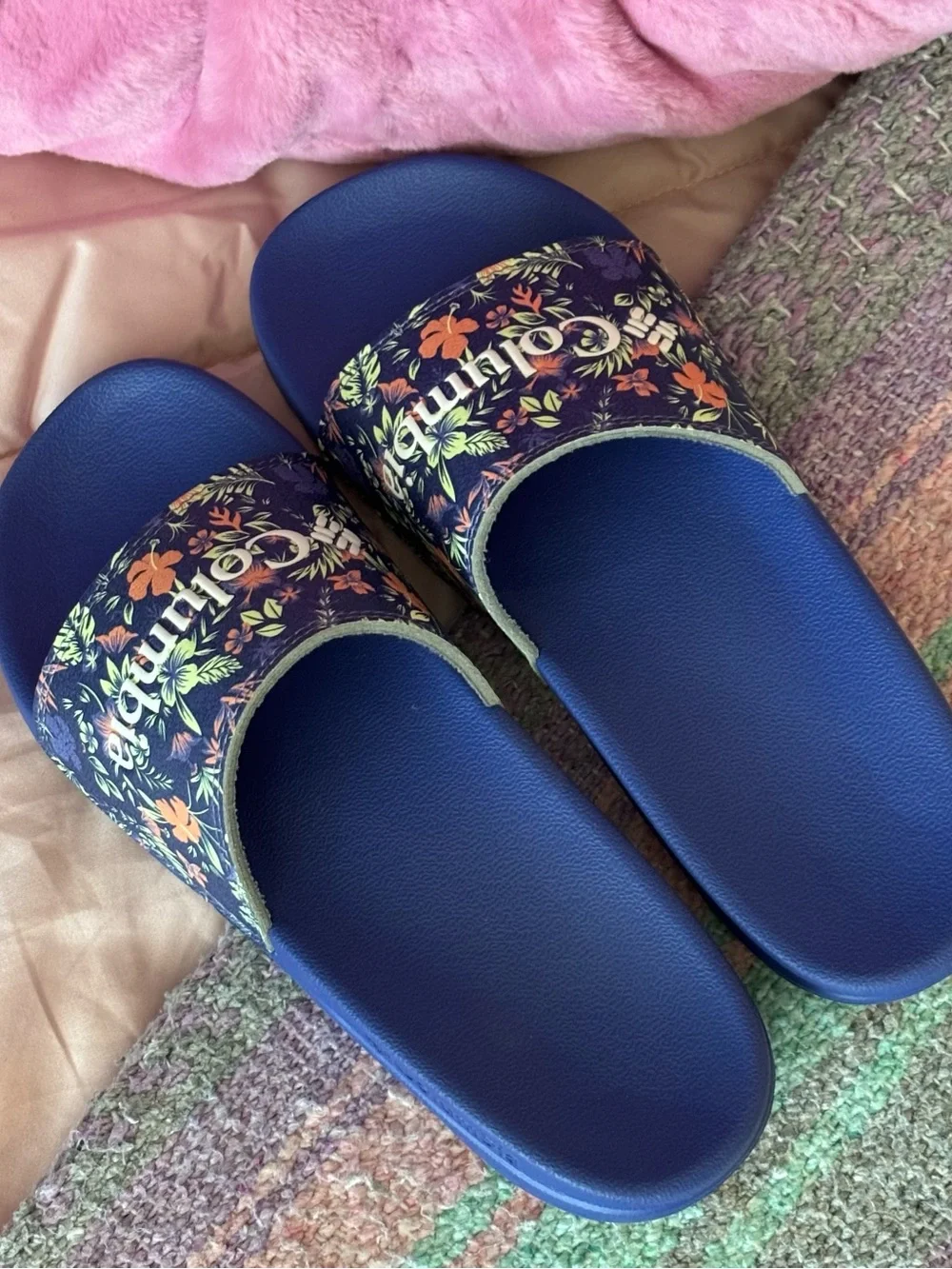 Columbia Girls Floral Slide Sandals Size 4